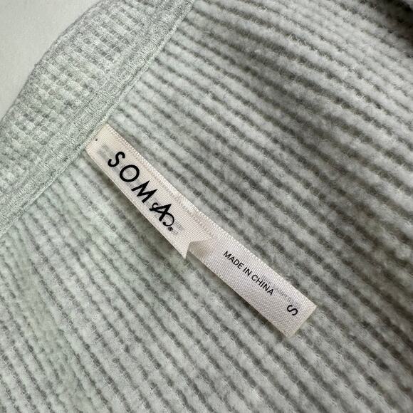 Soma Sleep Shirt Womens Small Gray Thermal Waffleknit Henley Long Sleeve Pajama - Picture 4 of 9